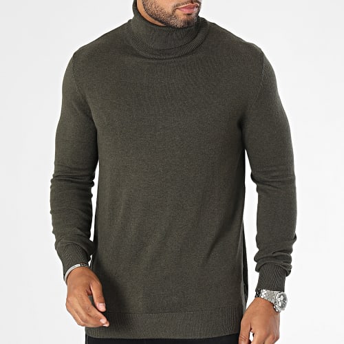 Pull Col Roulé Emil Vert Kaki Chiné