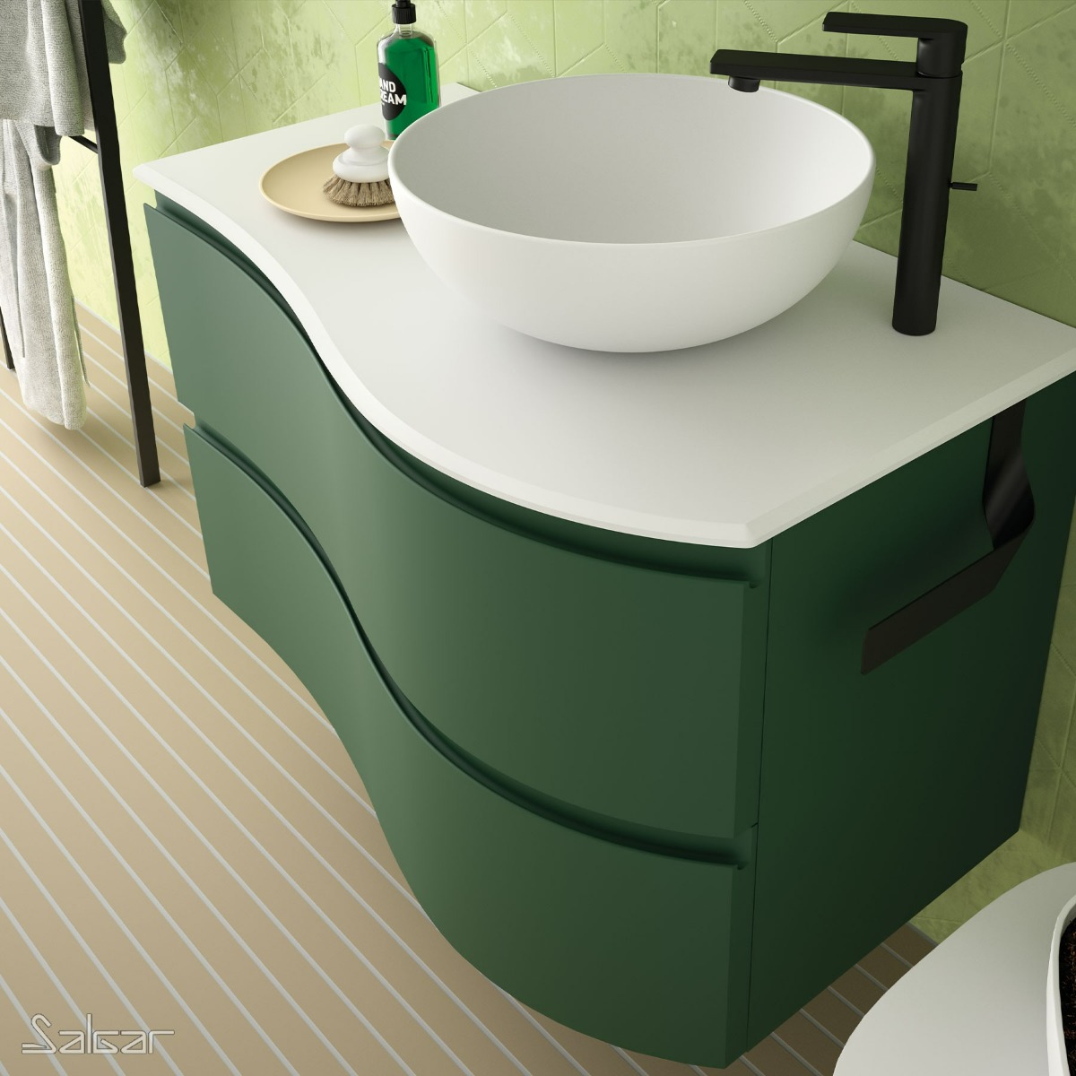 Muebles Jazz handdoekbeugel 23cm voor meubel zwart mat