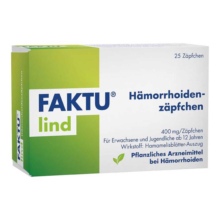FAKTU lind Hämorrhoidenzäpfchen mit Hamamelis, 25 St