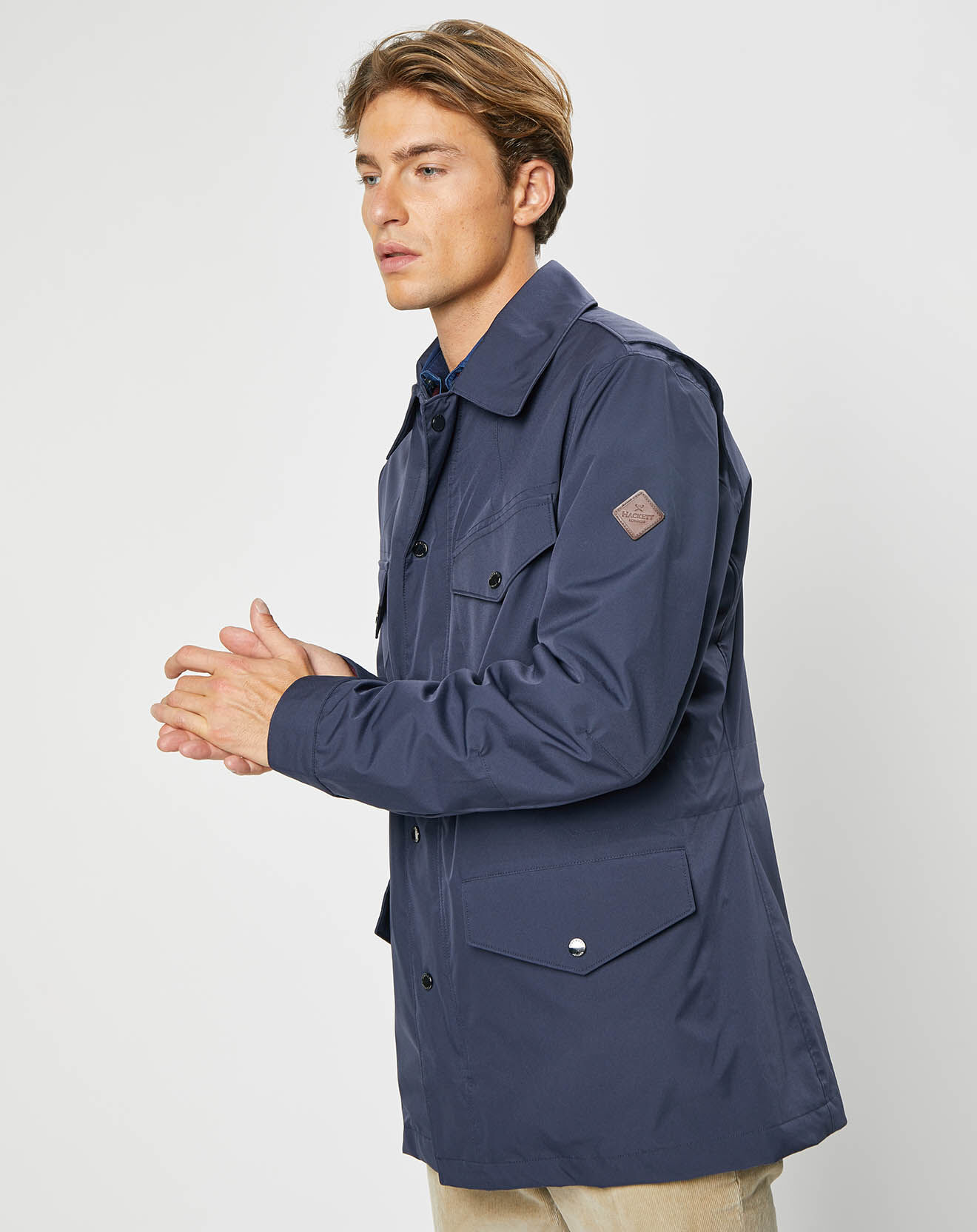 Hackett London Parka imperméable légère bleu marine