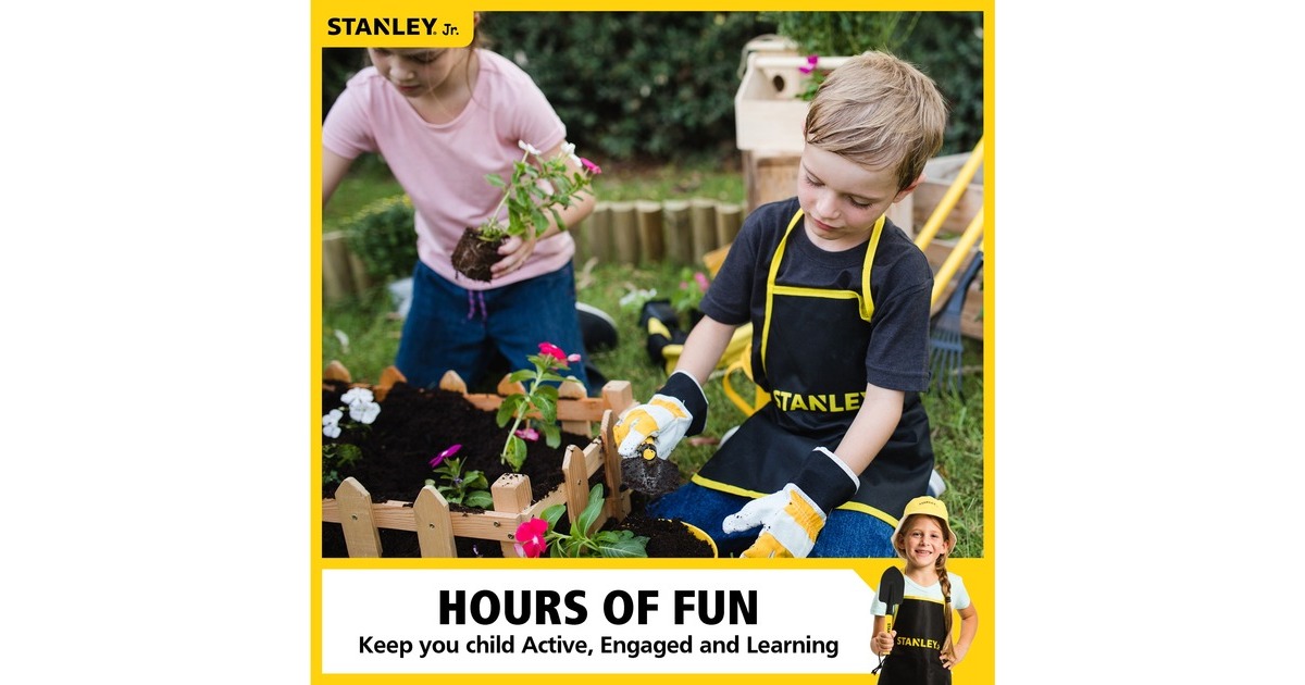 Stanley JuniorHand Tuingereedschap 3-delig SGH012-03-SY  (Garden Toolset 3 pc, emmertje, schepje, schort, 3 jaar +)