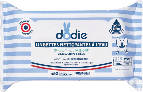 Dodie Lingettes Nettoyantes À L'Eau 50 Pièces