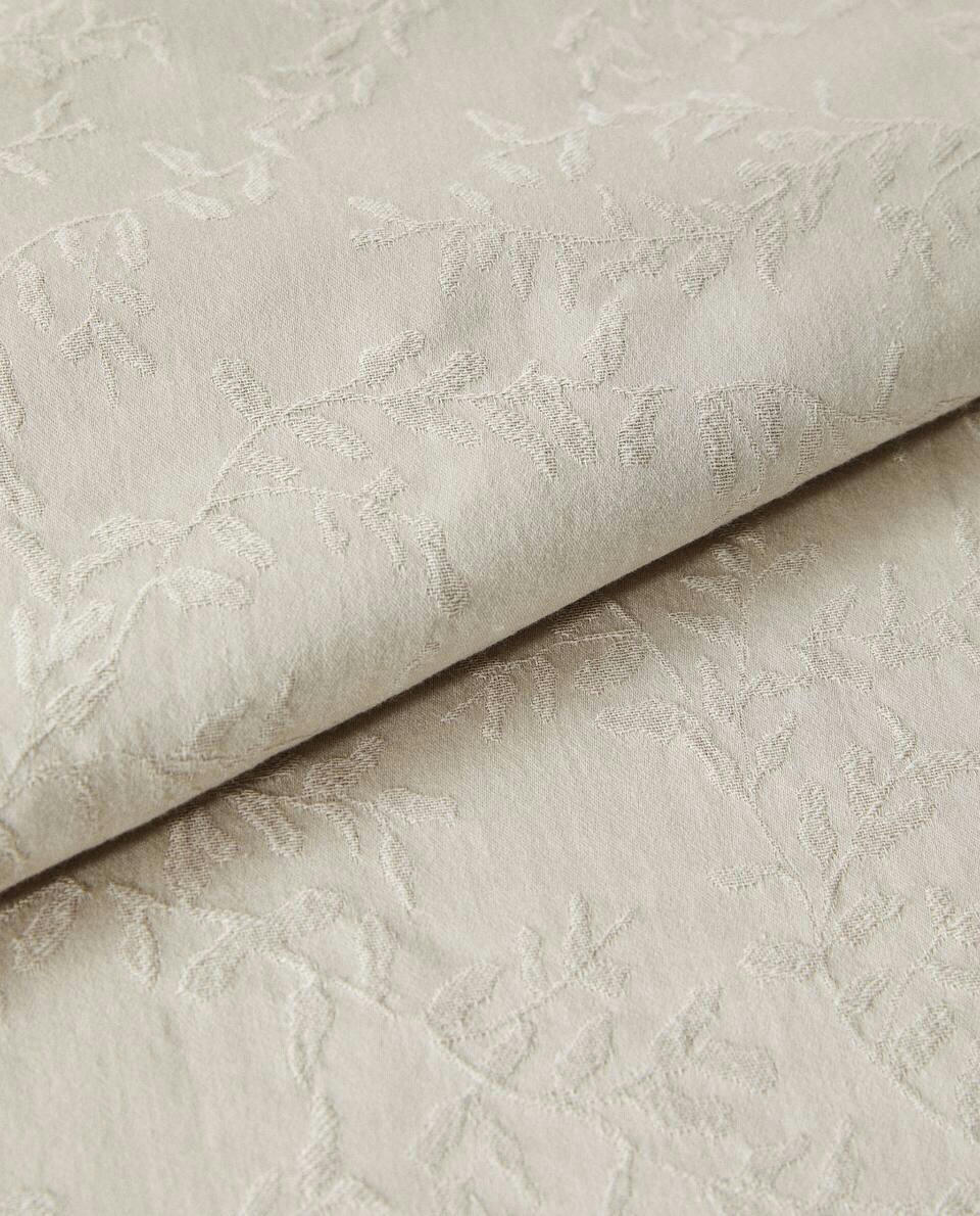 TOALHA DE MESA COM FOLHAS DE JACQUARD