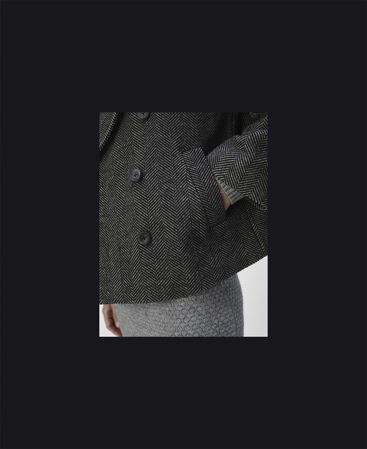 Object OBJKEILY SHORT JACKET NOOS Medium grey melange/black herringbo