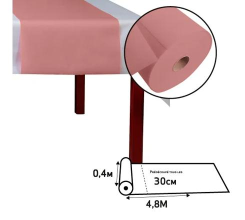 (480x40cm) 3in1 Spunbond Tischläufer Abreissbares Einweg Tischset Party Tisch Deko (RS023103I) - Altrosa