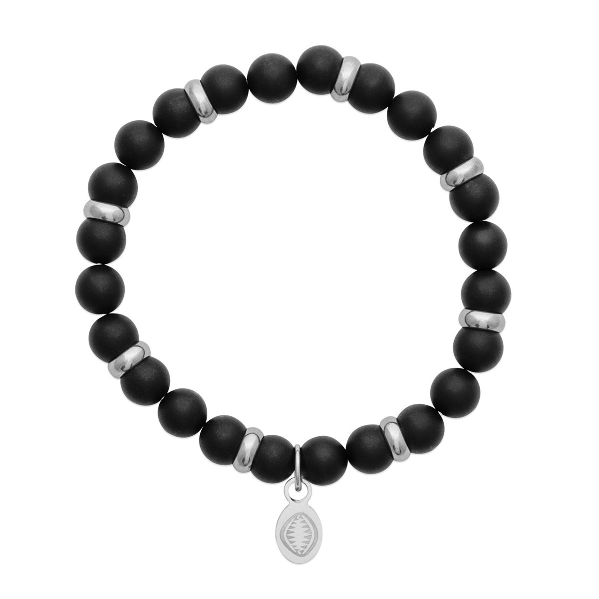 Bracelet homme Brillaxis acier agate noire mate