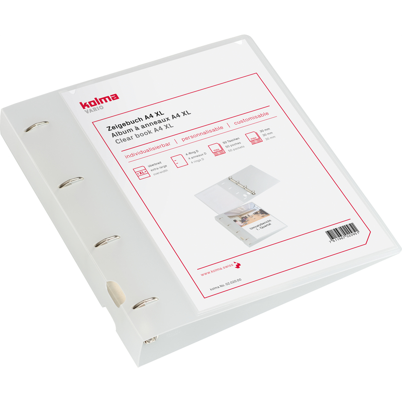 Kolma Zeigebuch Vario XL, 4-Ring, A4, 5.3 cm, transparent