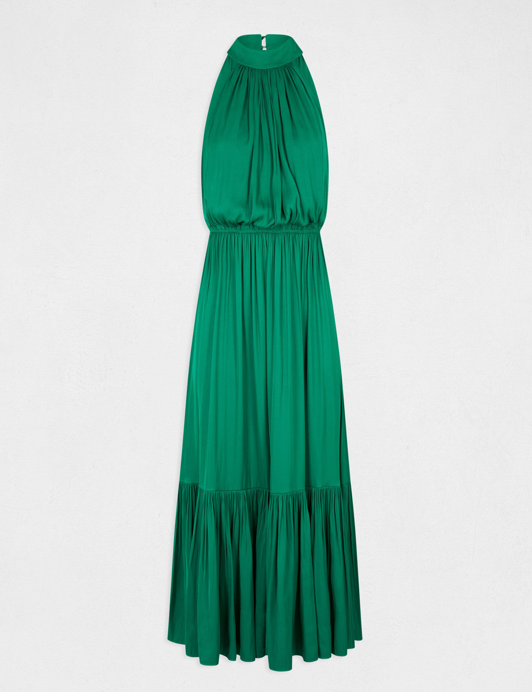 Robe longue évasée fluide vert femme - vert