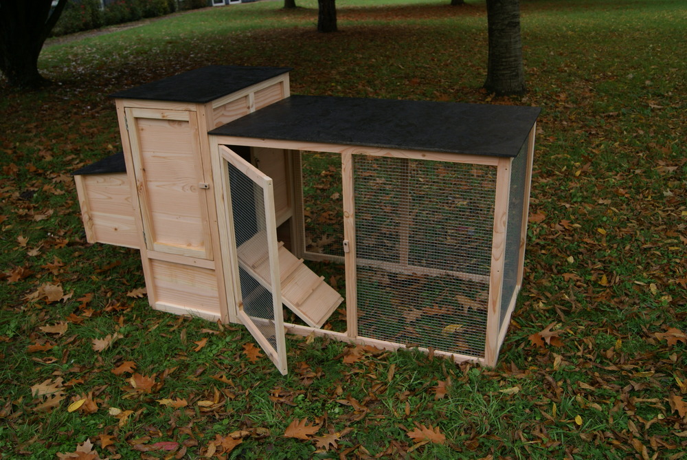 Poulailler célestin douglas avec parc, habitat et pondoir 204,5x79x104 cm pour 2 à 4 poules