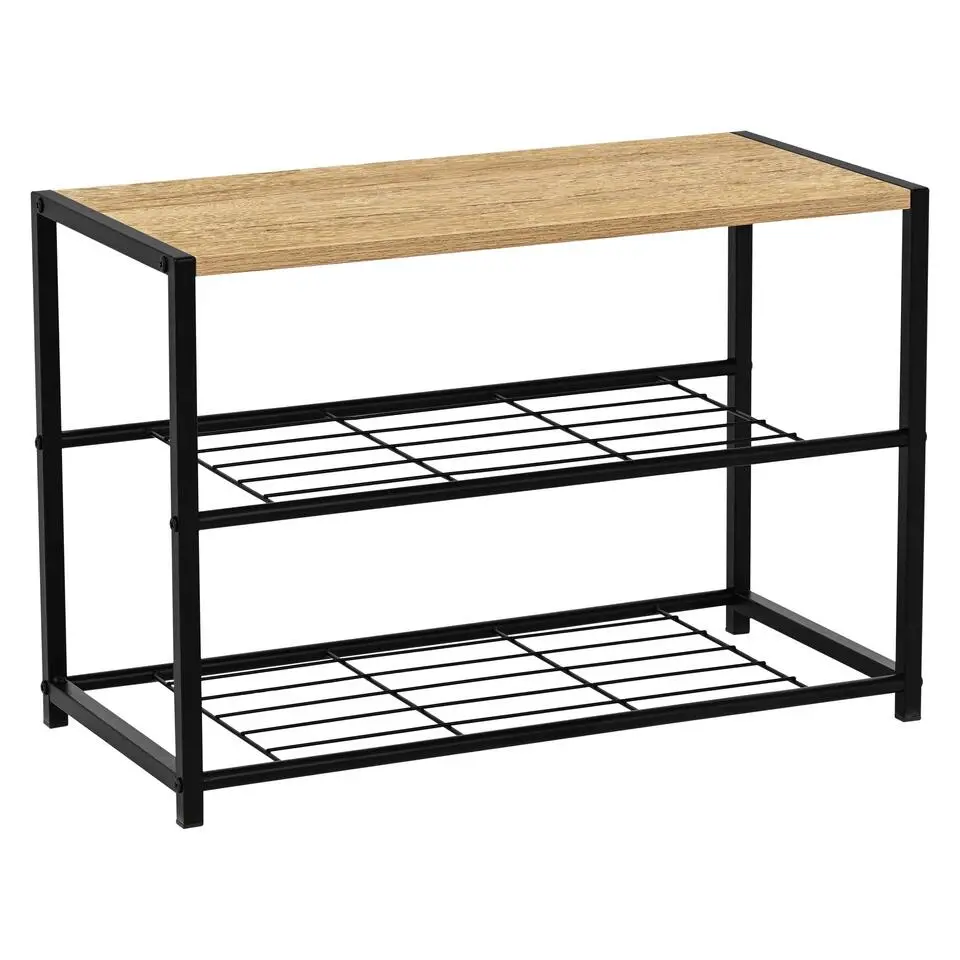 Schoenenbankje Alizee - 63x30x43cm - eikdecor/zwart