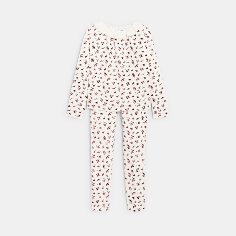 Pyjama en velours imprimé rose fille