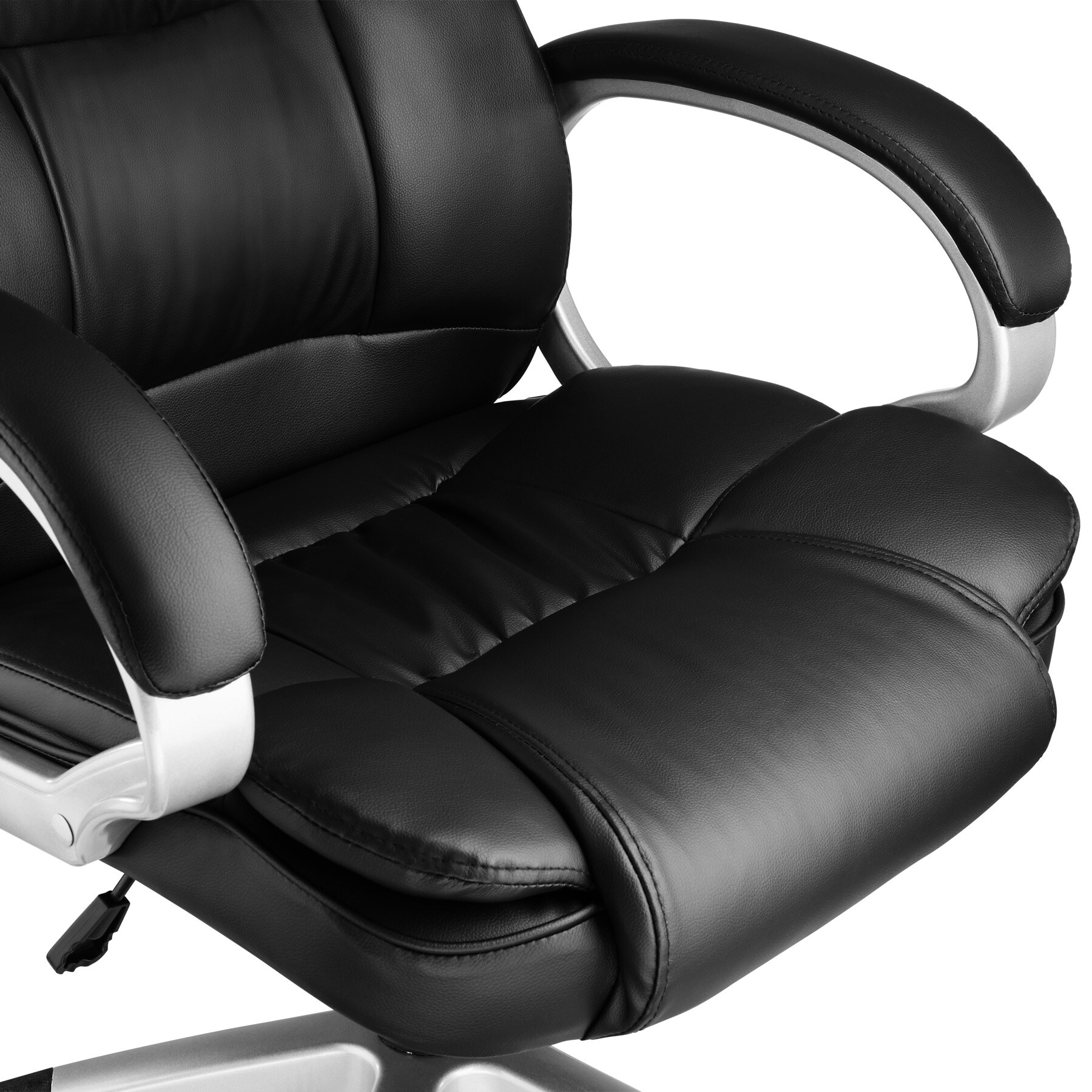 tectake® Bürostuhl, 360° drehbar und stufenlos höhenverstellbar, doppelte Polsterung mit Kunstlederbezug, einstellbare Wippfunktion