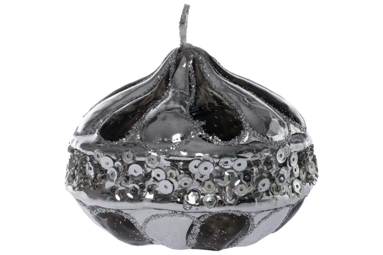 Glanzsilberkerze - silber - 10 cm
