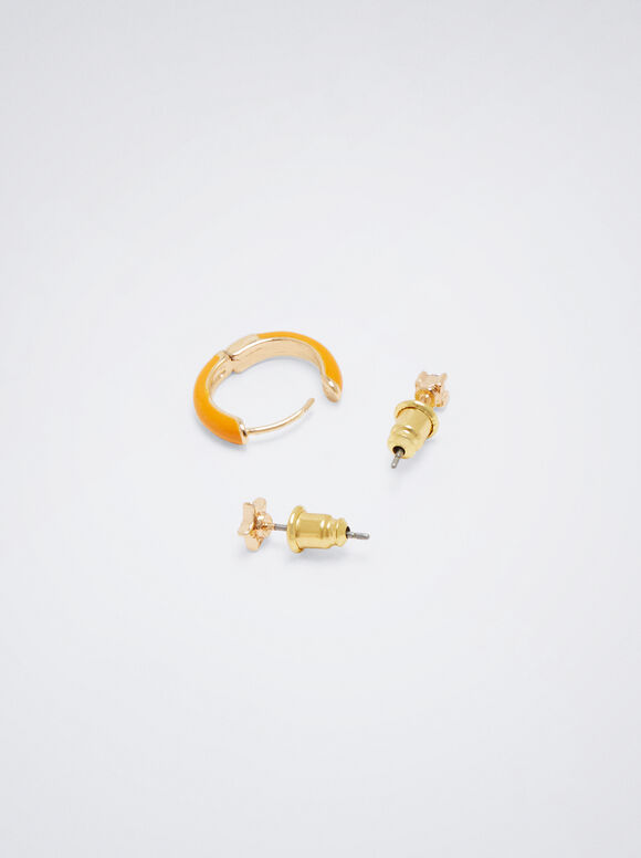 Conjunto de brincos com zircônias cúbicas - Multicolorido