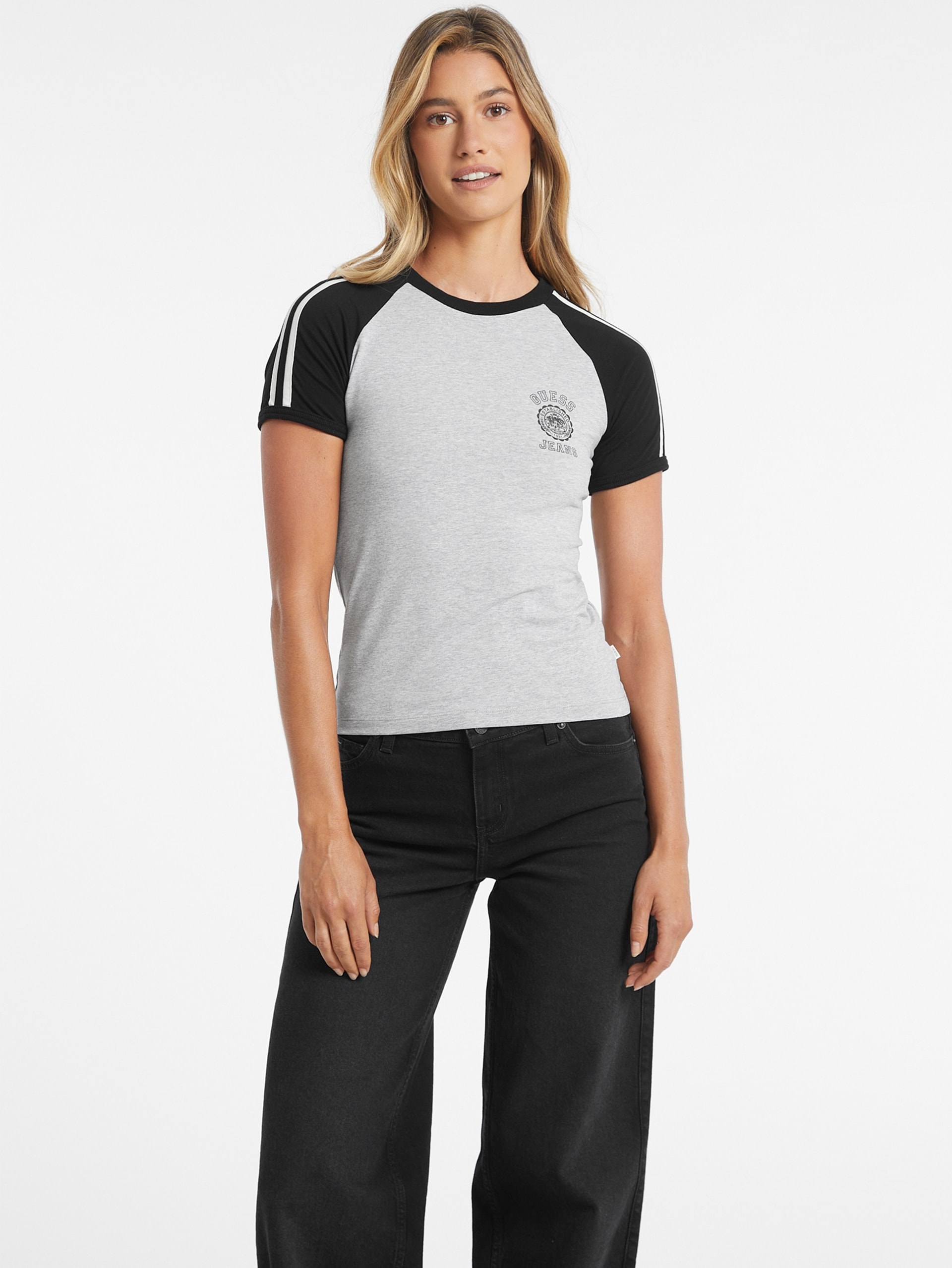 Camiseta raglan com logo Slim Crest