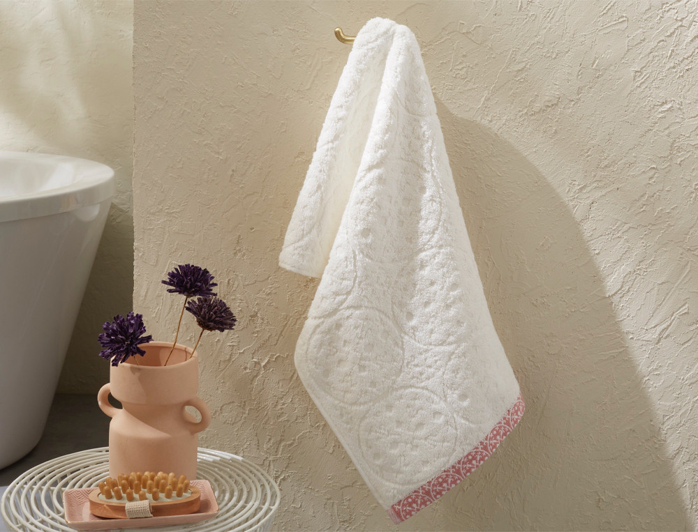 Linge de bain ciselé blanc-Séville