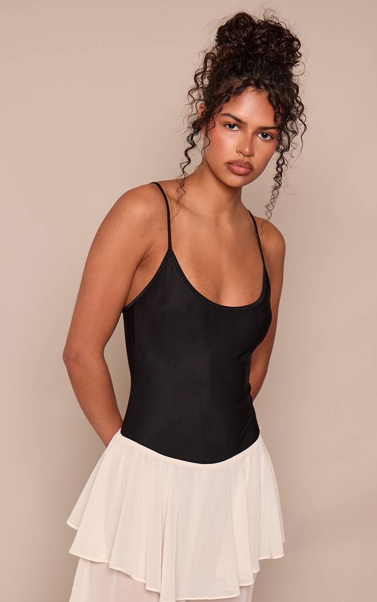 Noir Body À Bretelles En Polyamide Charbon