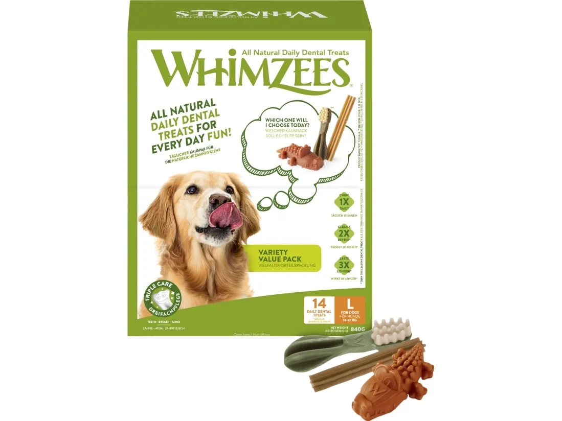 Whimzees Variety L, 14 stk, 840 g, box