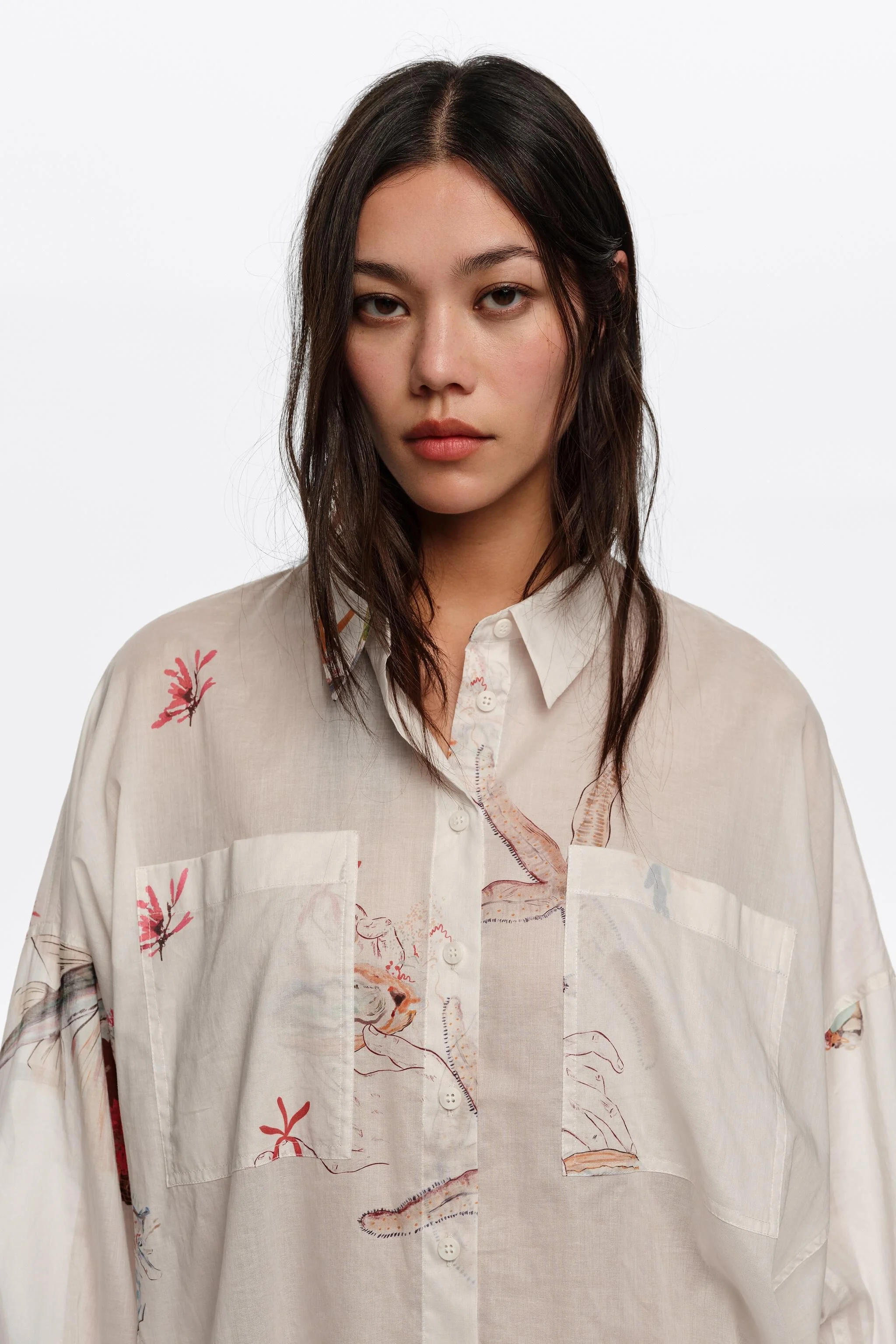 Camisa oversized de algodão off-white Seabed