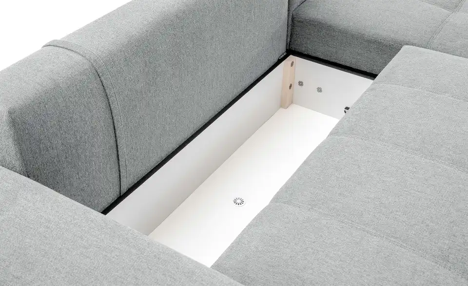 Ecksofa Arissa de Luxe Hellgrau rechts Webstoff