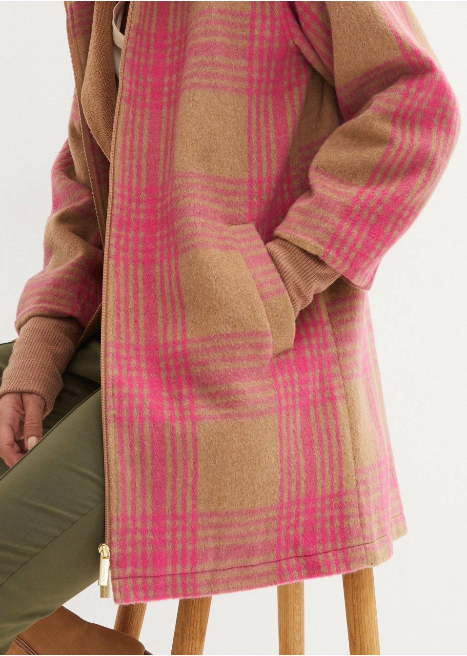 Veste longue à carreaux