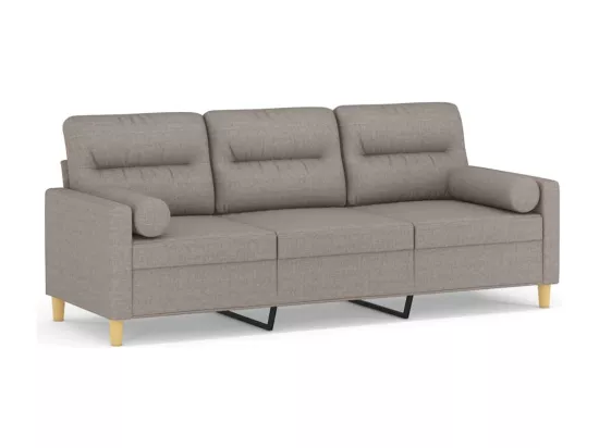 Canapé 3 places avec oreillers décoratifs taupe 180 cm tissu