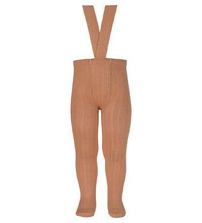 Condor Strumpfhosen m. Träger - Rib - Braun