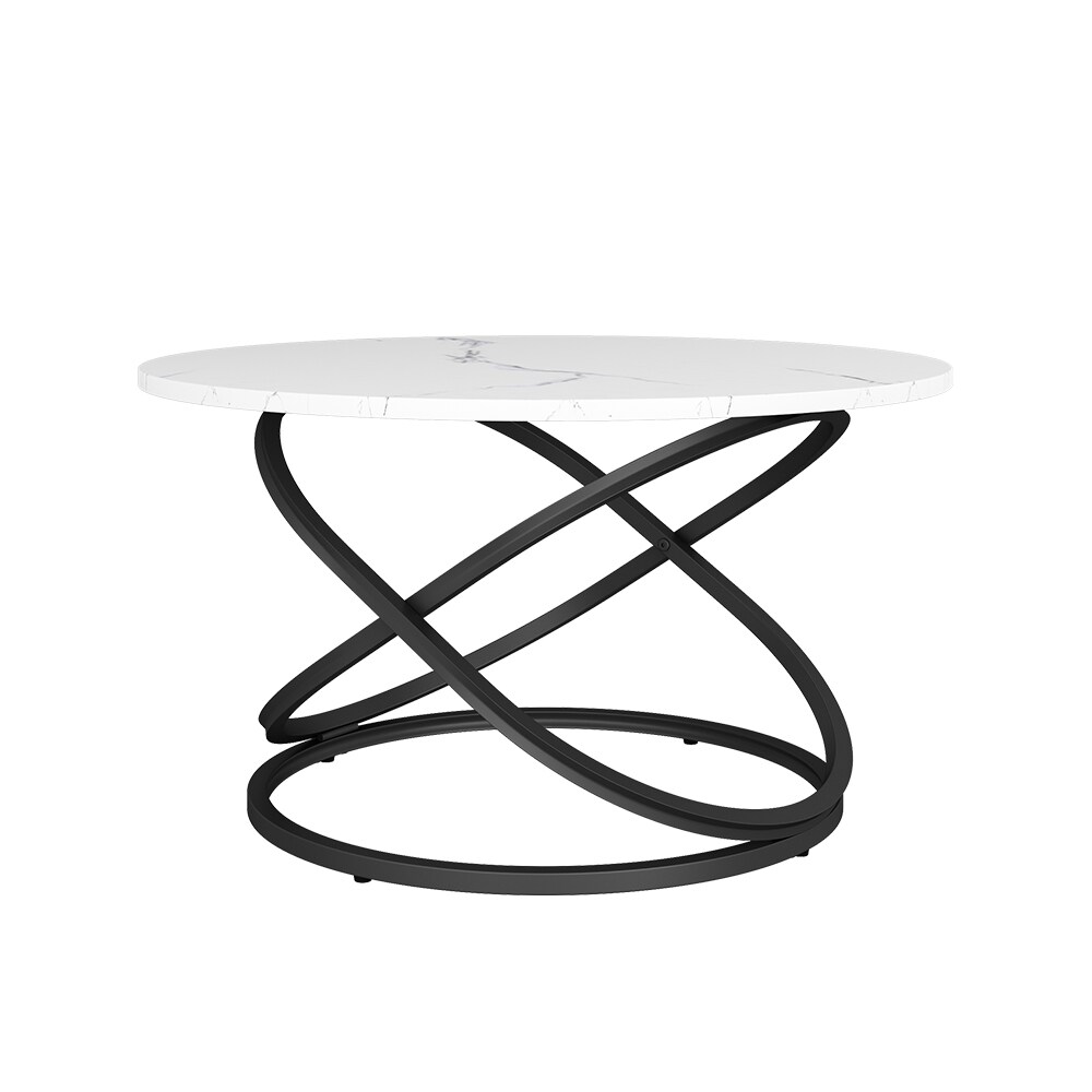Vicco Couchtisch Calgary Weiß Marmor-Optik 80 x 46 cm Wohnzimmertisch