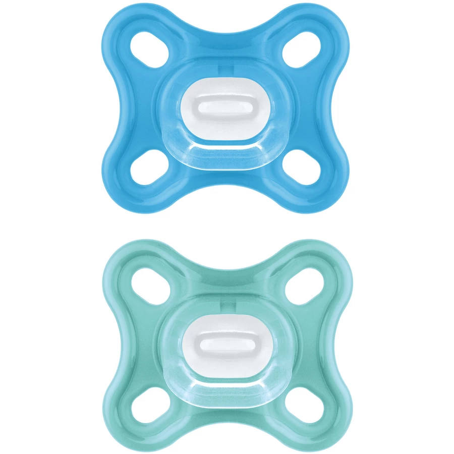 MAM Schnuller Comfort Silikon, 0+ Monate, 2 Stk, blau + türkis