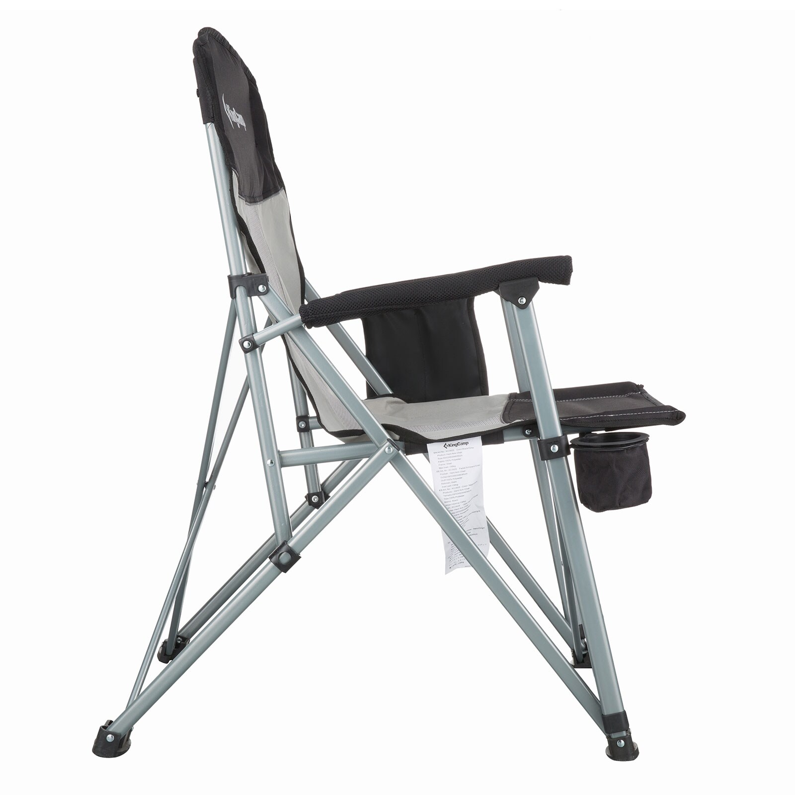 KINGCAMP Camping Falt Stuhl XL Klapp Sessel Garten Outdoor Armlehne Stahl 136 kg Farbe: Black/Light Grey