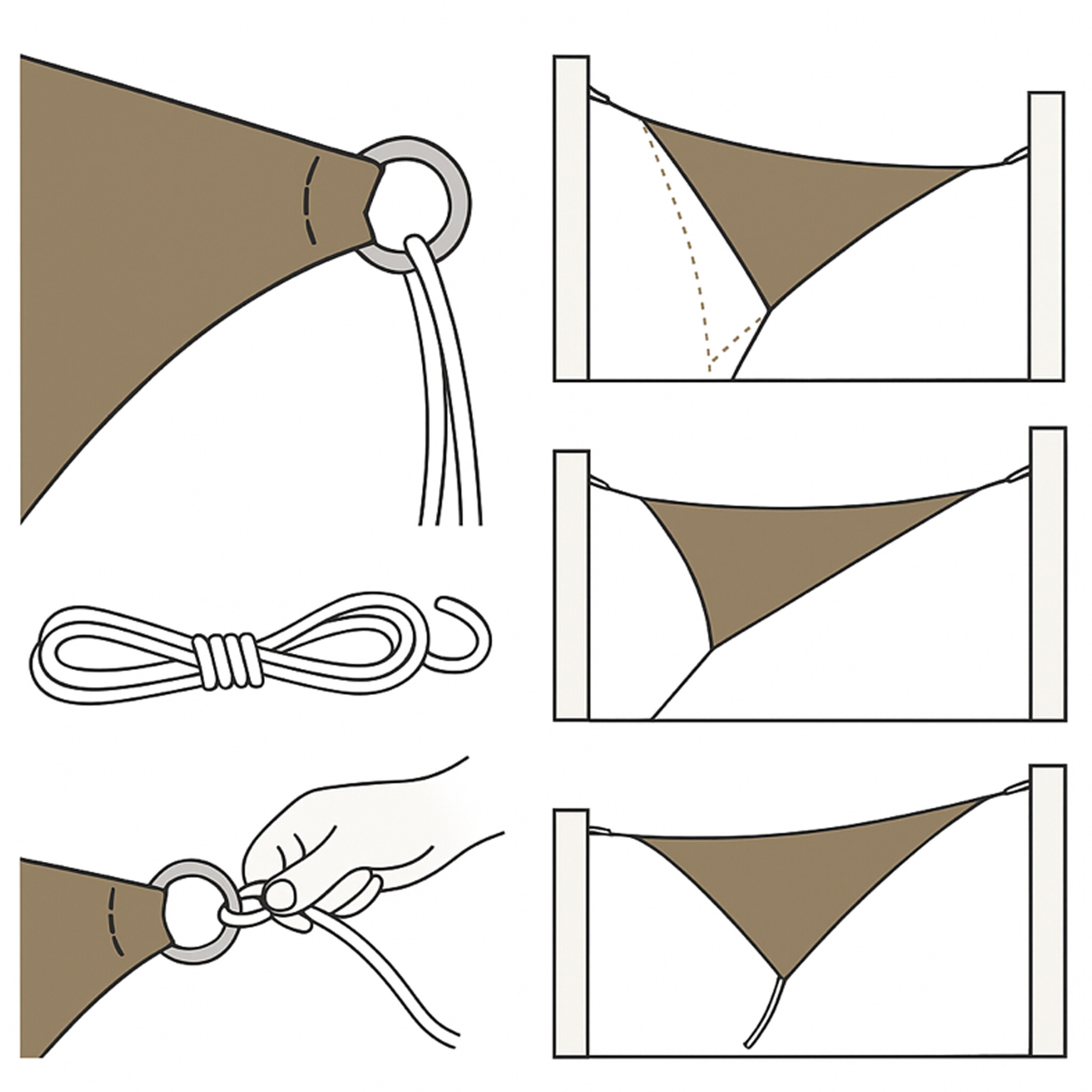 CUHOC 3 x 3 x 3 m Schaduwdoek driehoekig taupe