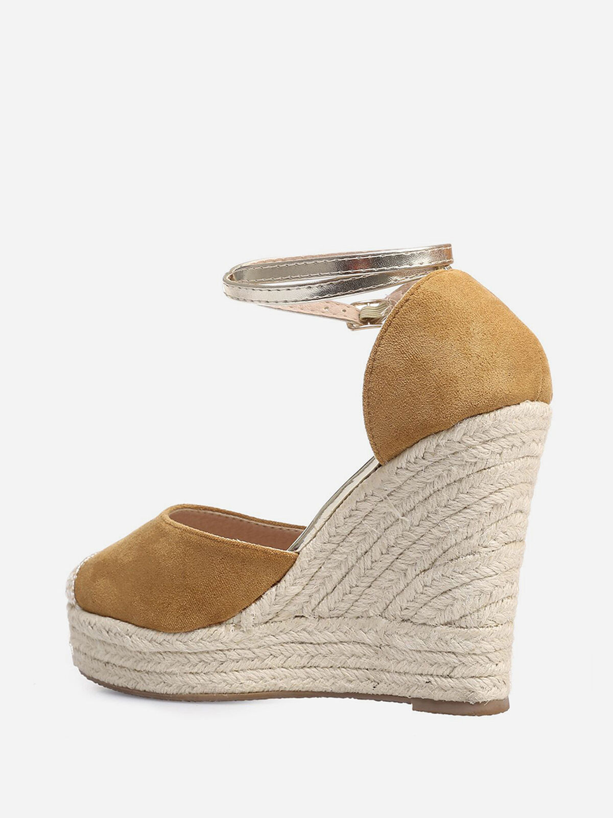 Espadrilles compensées avec bride- Camel