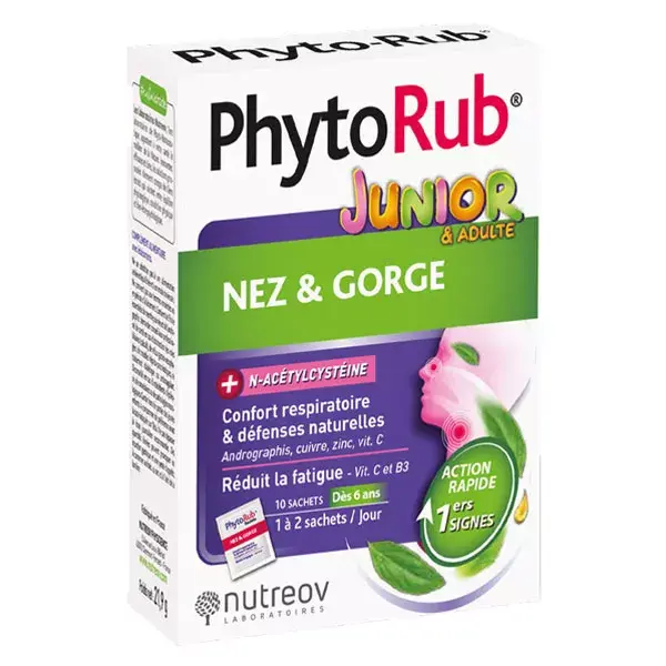 Nutreov Physcience Phyto-Rub Alívio da Resfriado para Adultos e Crianças, 10 sachês
