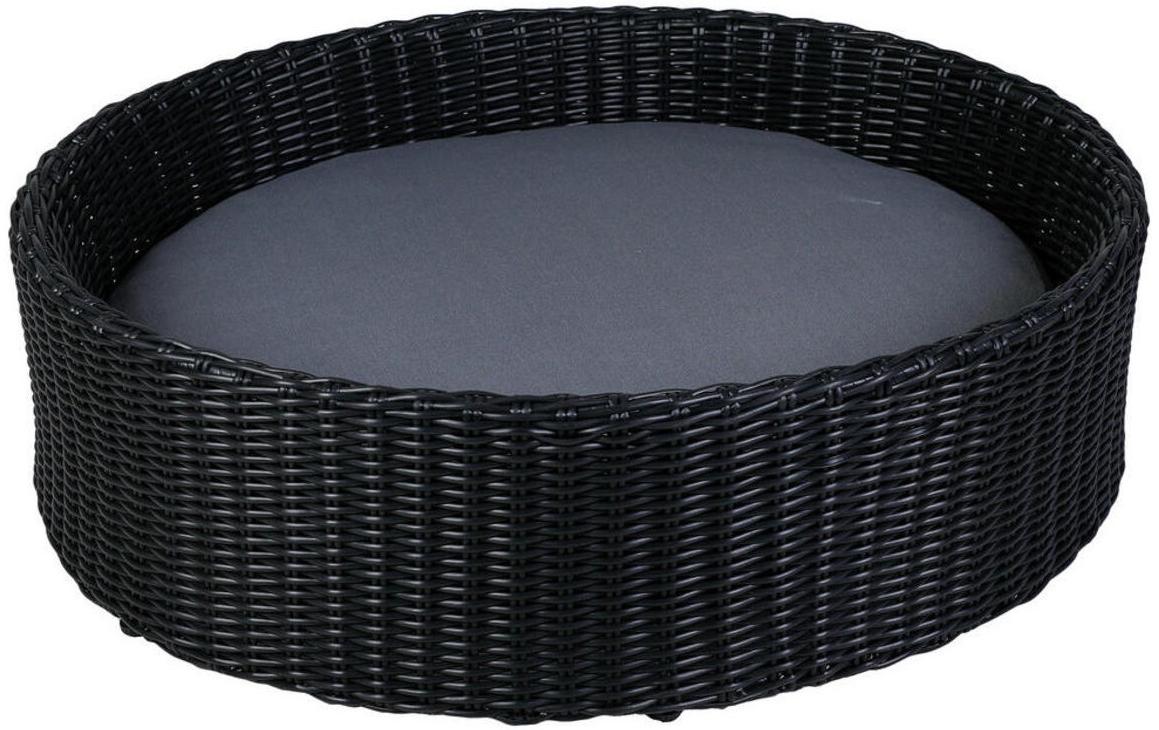 Hunde-Sofa Rattan-Optik rund, Schwarz, Grösse SHaustier-Sofa für Hunde und Katzen