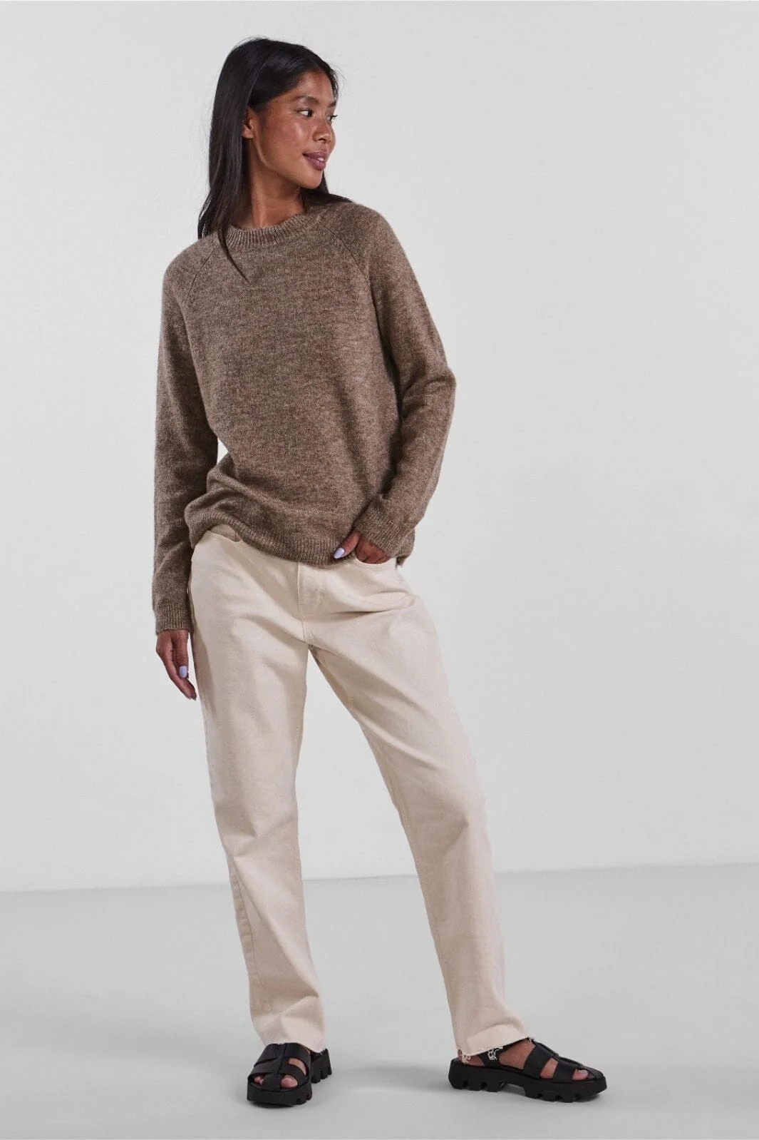 Pieces Pcjuliana Ls O-Neck Knit 3933835 fossil