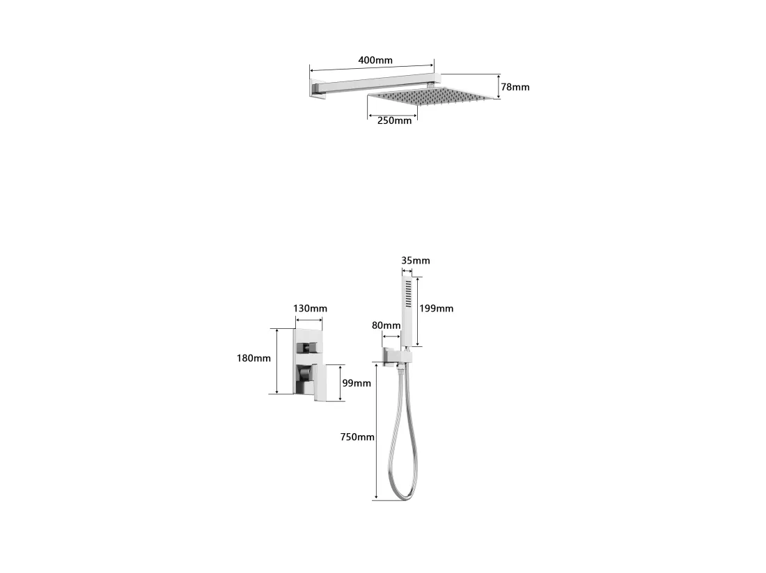 Ensemble de douche encastrable avec mitigeur mécanique - Doré finition satinée - TOCANTIS