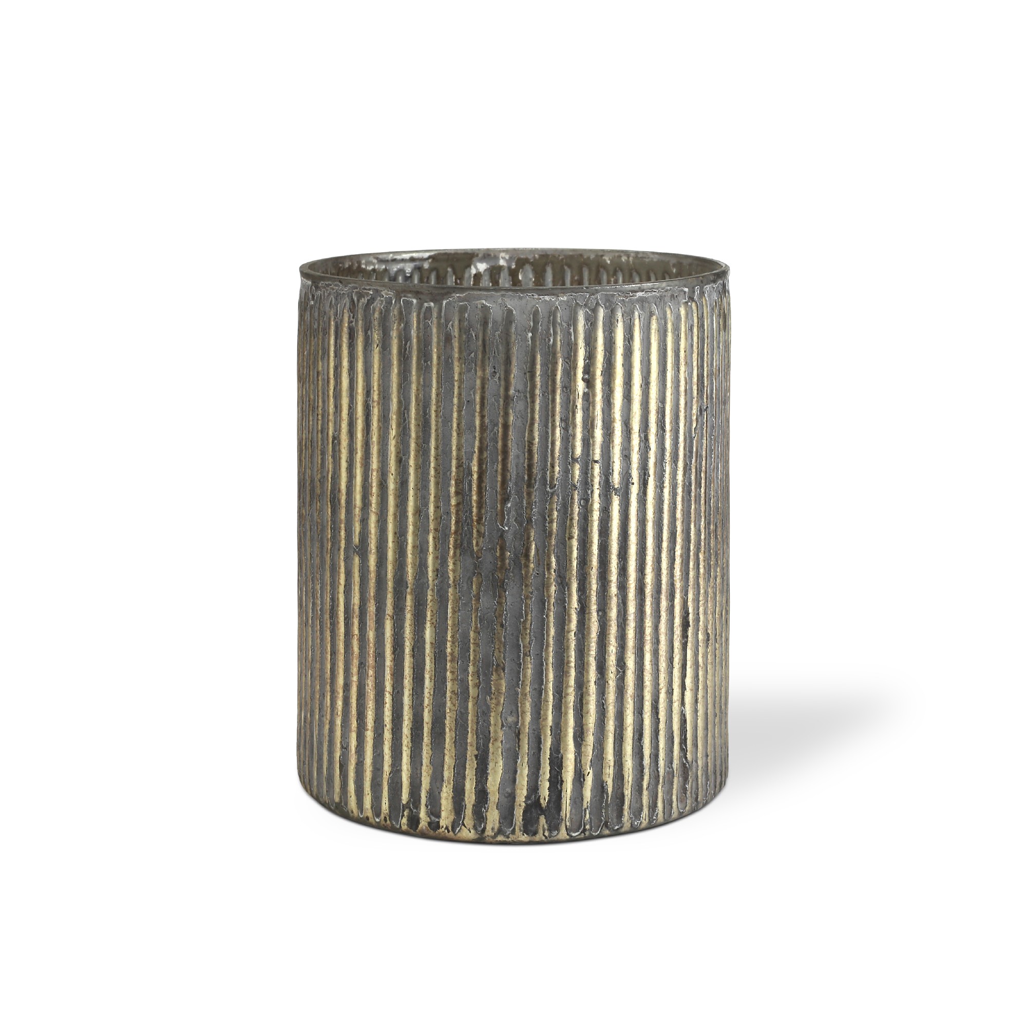 Windlicht 'Wafre', antiksilbern, Ø 12 cm, H 15 cm von fischer's lagerhaus