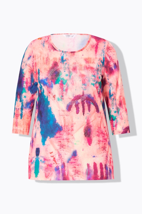 T-Shirt, Straight Fit, Smiley, Batik-Muster