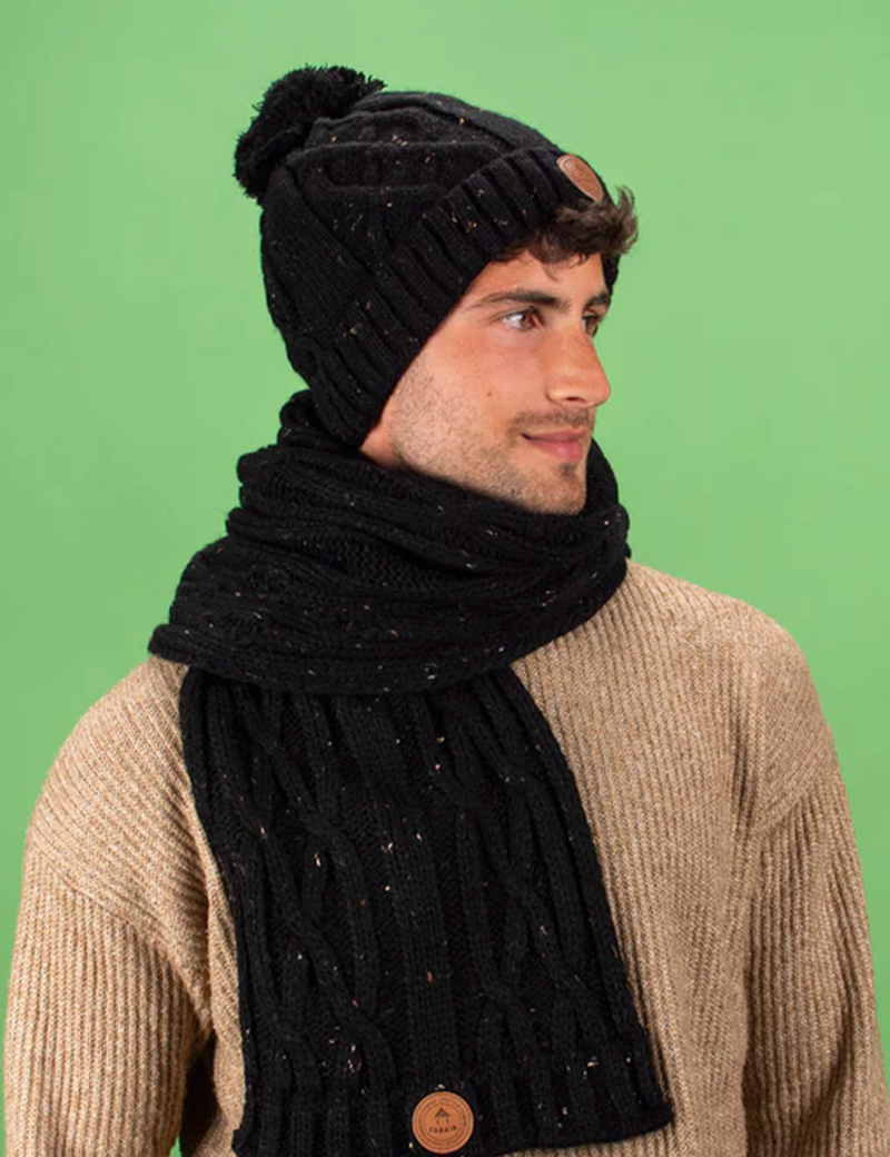 CABAIA BONNET APPLETINI 3 POMPONS NOIR