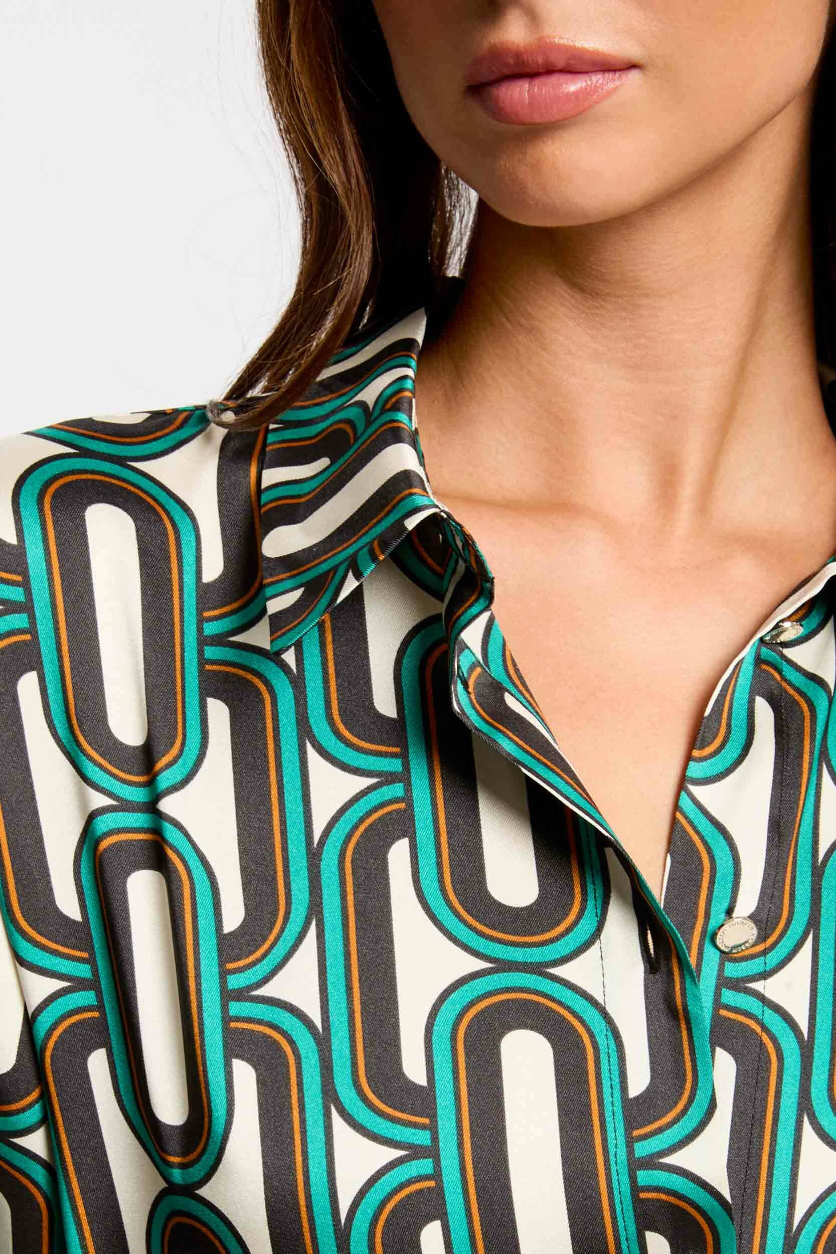 Morgan blouse met grafische print ecru/ groen