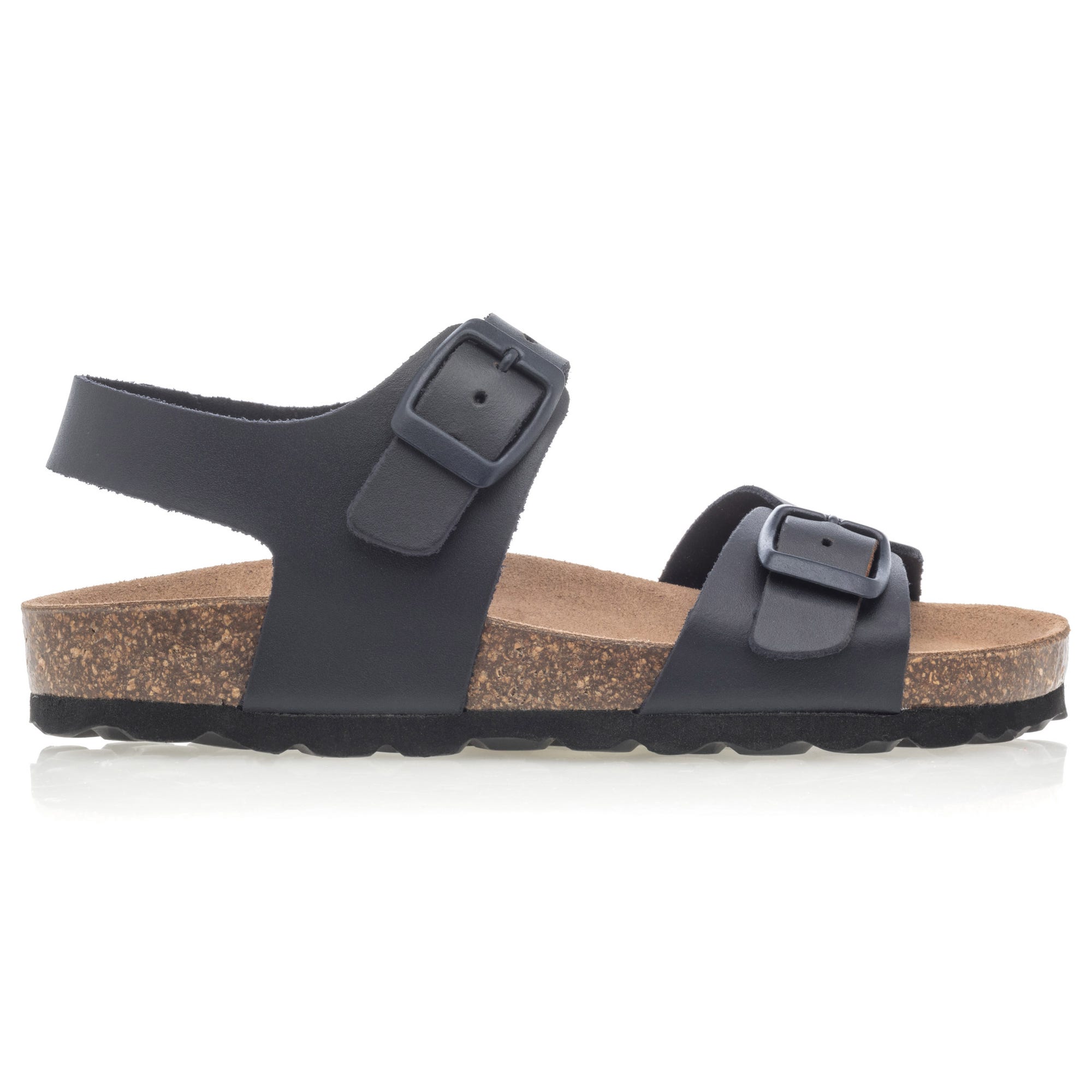 Mules semelle liège Garçon en cuir bleu