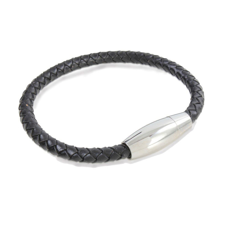 Bracelet en cuir, tressé, noir, Verone