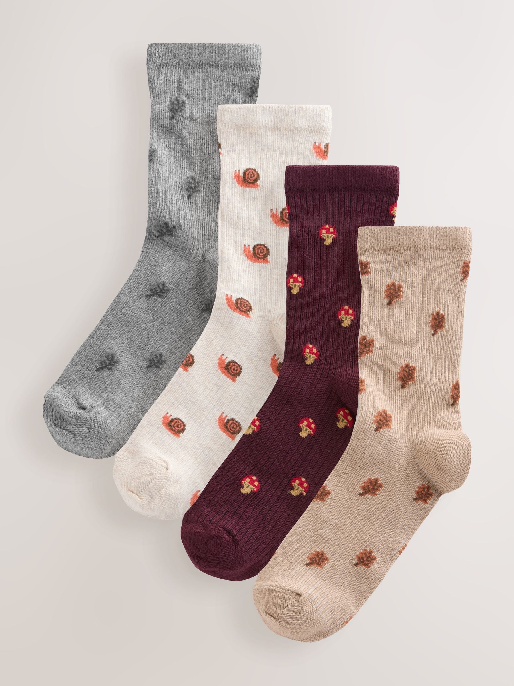 Herfstdieren Ditsy - Set van 4 paar enkelsokken
