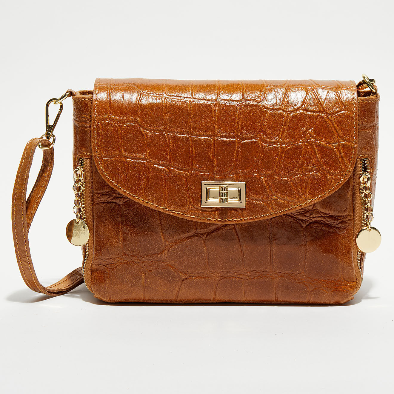 Christian Laurier Sac bandoulière en Cuir Flory camel - 23x17x8 cm