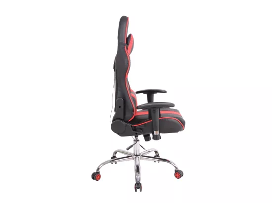 Chaise de bureau - Similicuir & Métal chromé - Noir / Rouge - Limit XM