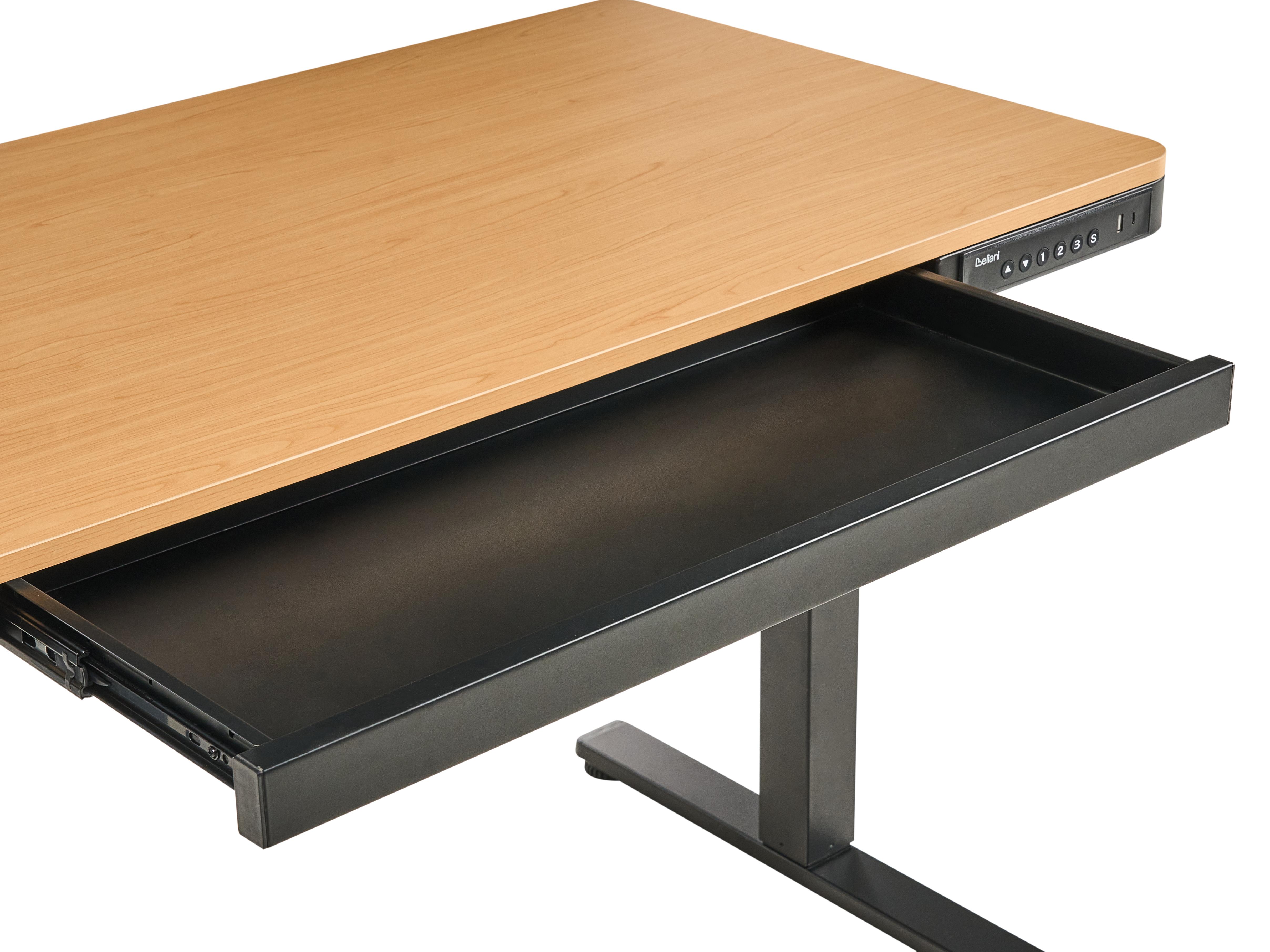 Elektrisch verstelbaar sta-bureau PENLY Zwart/lichtbruin 120 cm 60 cm met USB-poort