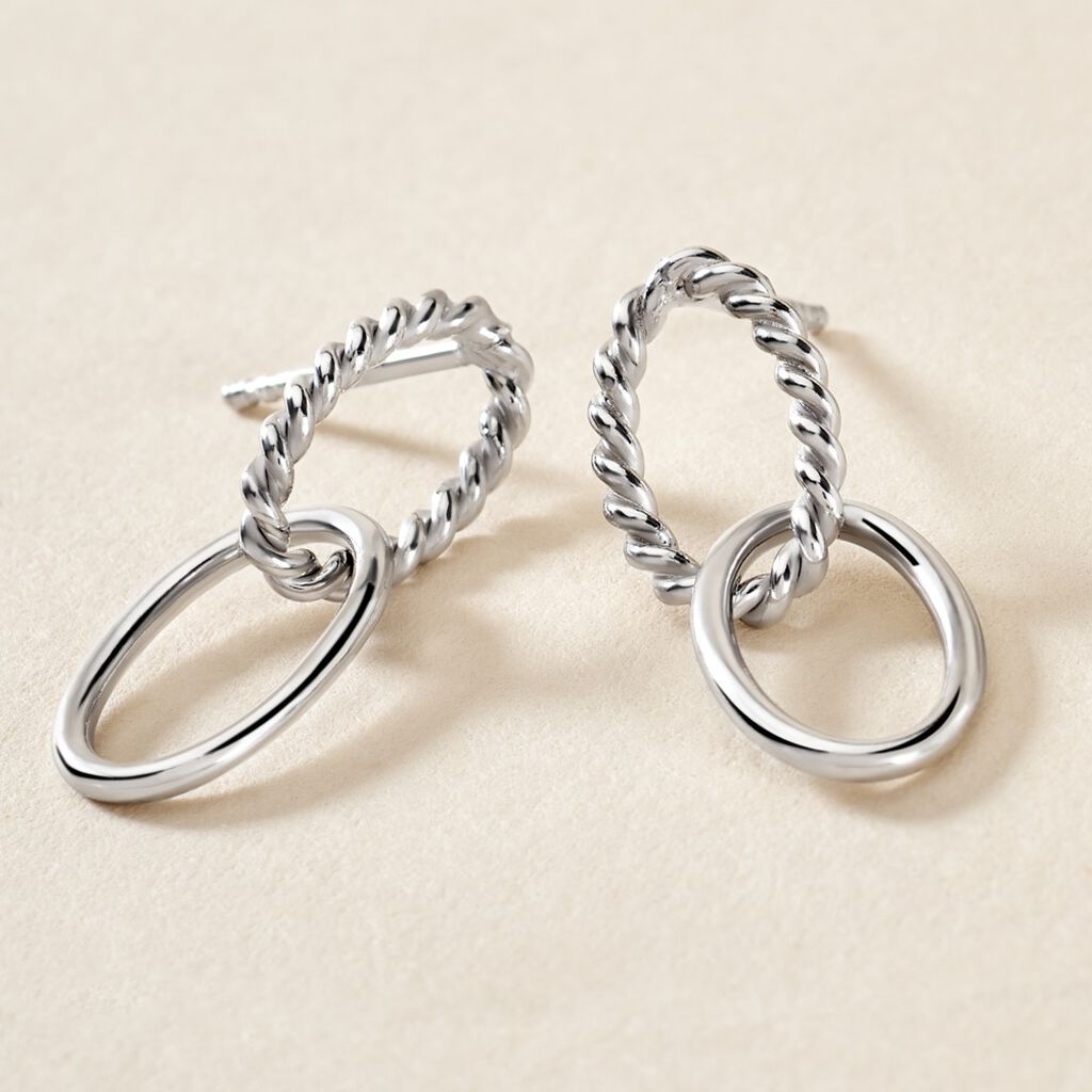 Boucles D'oreilles Pendantes Cherise Argent Blanc