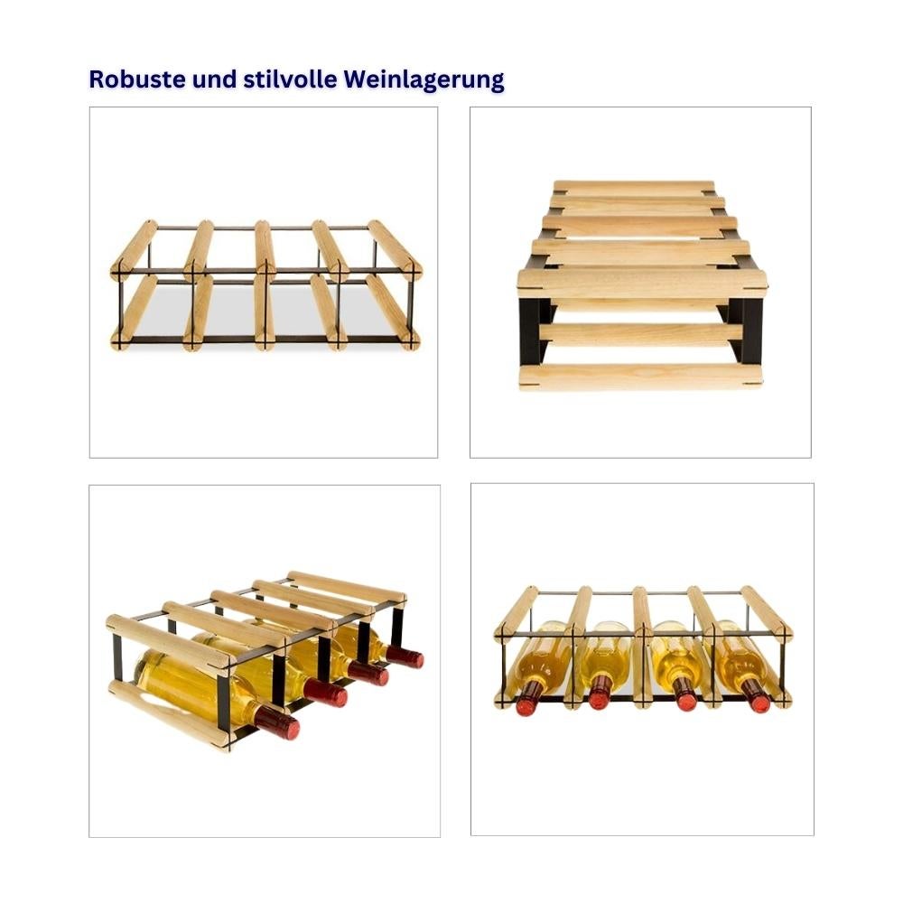PROREGAL Modulair Wijnrek Vinotega Mod Metaal HxBxD 12,5 x 42,5 x 24,5 cm 4 x 1 Flessen Massief grenenhout Natuurlijk