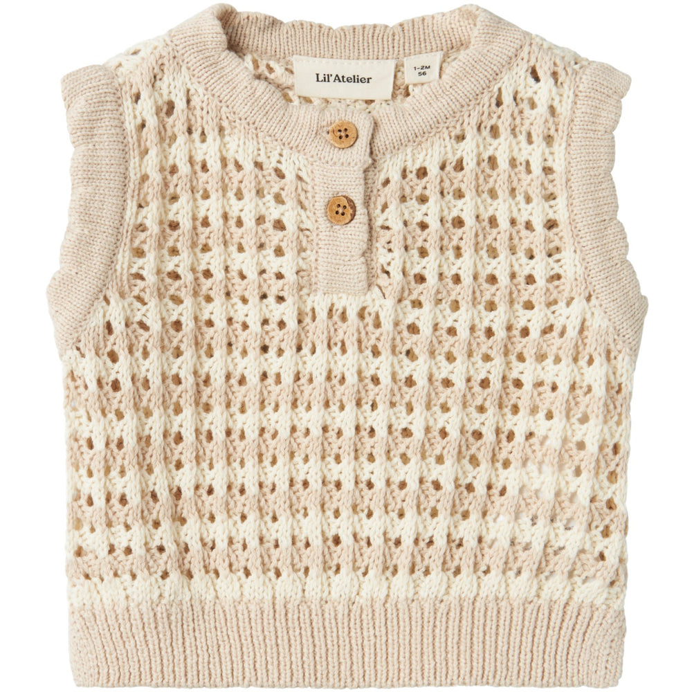 Køb Lil'Atelier Turtledove Gray Morn Boa Strik Vest