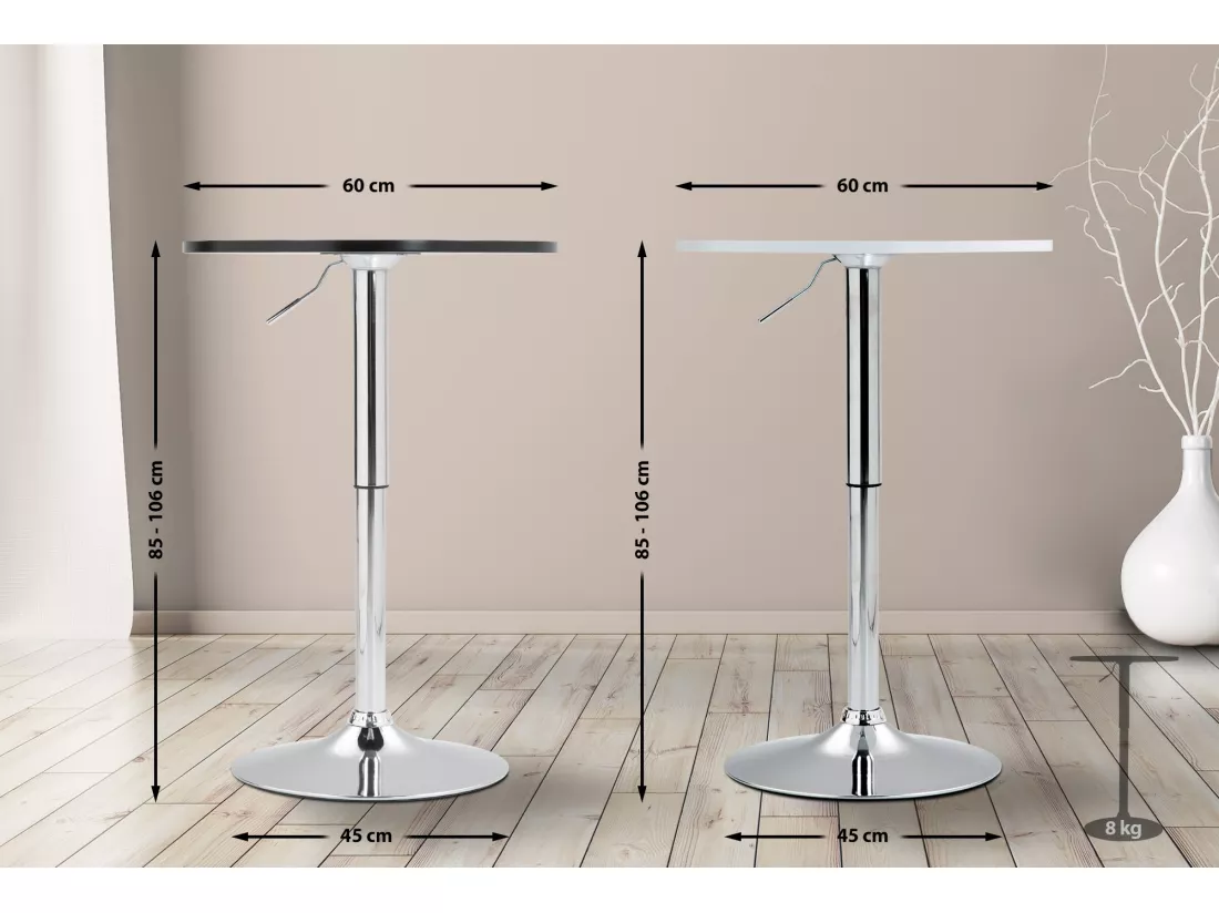 Table haute - rond Ø 60 cm - Bois - Noir - Lamoni